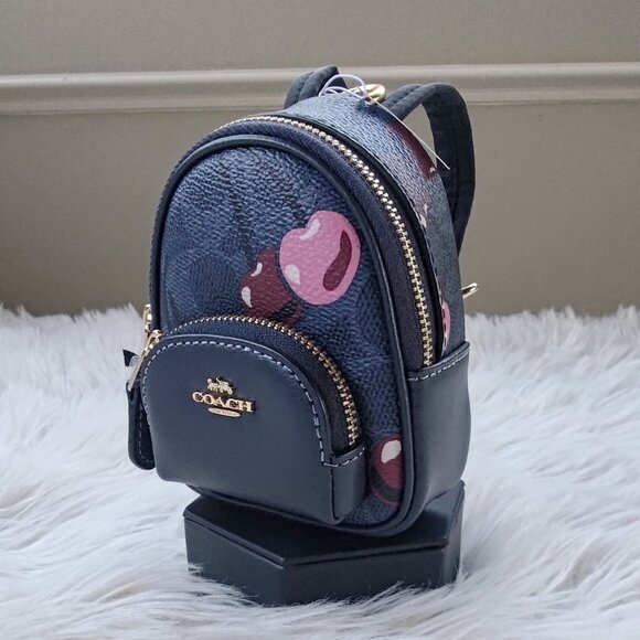 Coach Mini Court Backpack Bag Charm In Signature Canvas With Cherry Print CZ086 - Picture 8 of 12